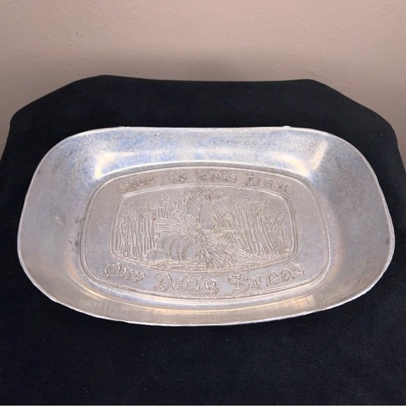 Give Us This Day Our Daily Bread Plate Wilton Silver Pewter Platter Vintage - Picture 5 of 10